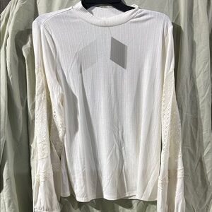 Maurices Ivory Lace Accent Long Sleeve Tee